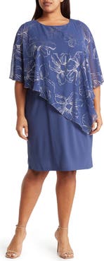SL FASHIONS Floral Asymmetric Popover Shift Dress