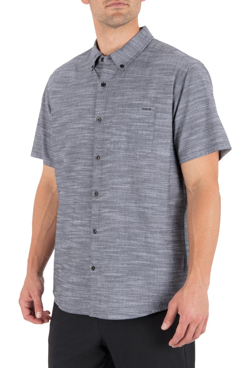 Icon Stretch Button-Down Shirt, Alternate, color, BLACK