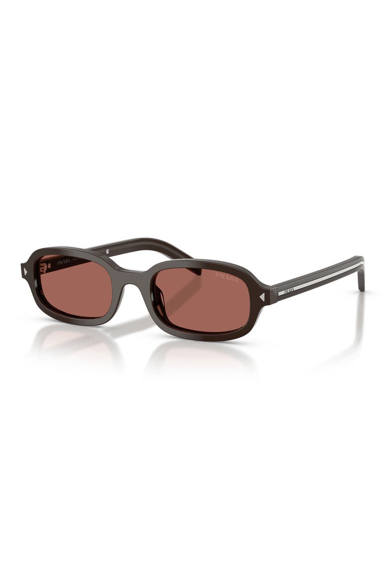 52mm Oval Sunglasses, Alternate, color, CIGAR / BROWN