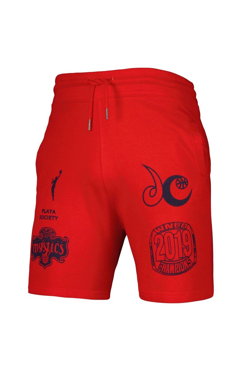 Playa Society Red Washington Mystics Legacy Logo Shorts, Alternate, color, Red