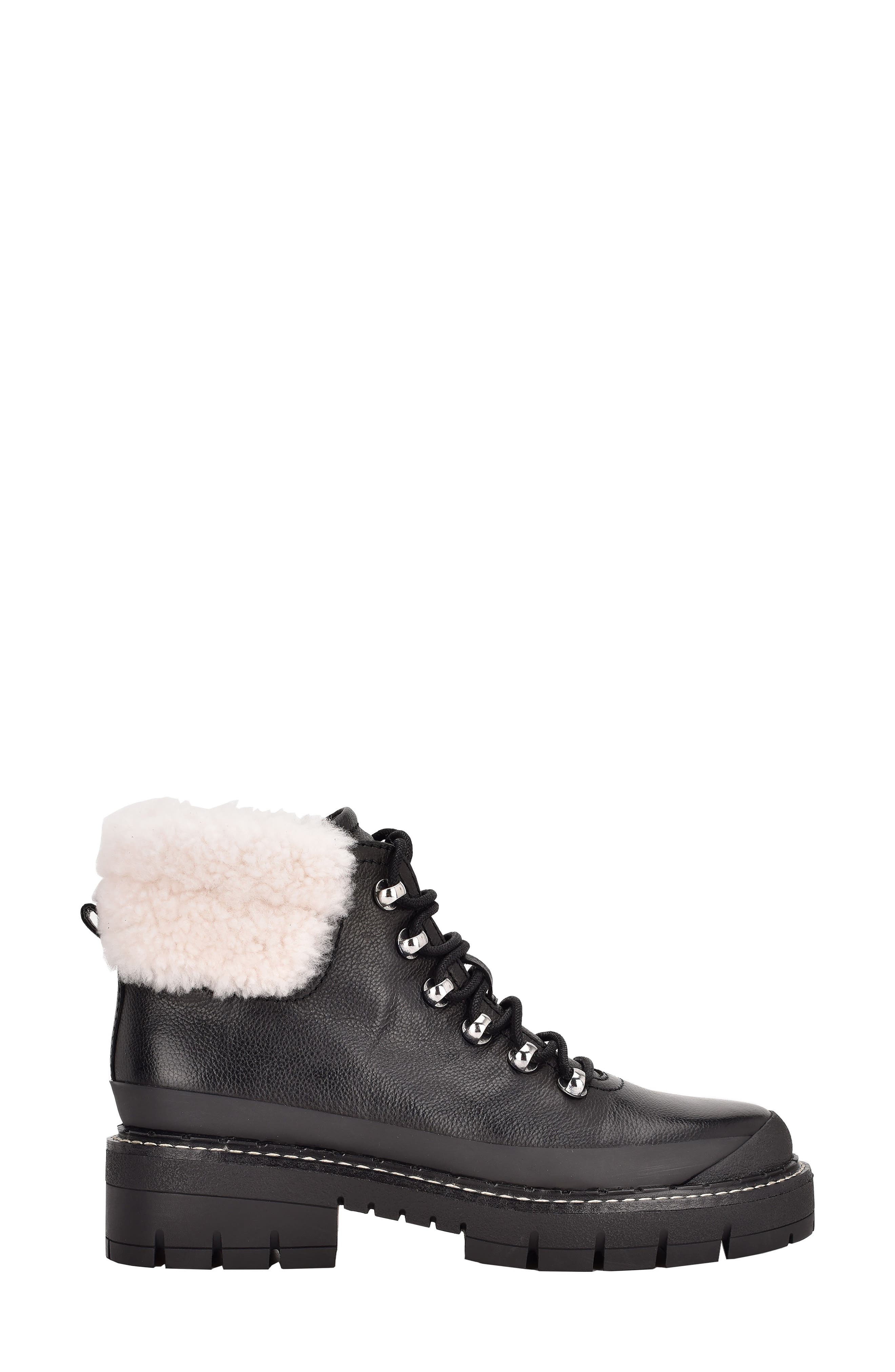 Marc Fisher LTD Cade Genuine Shearling Cuff Lace-Up Boot, Alternate, color, 