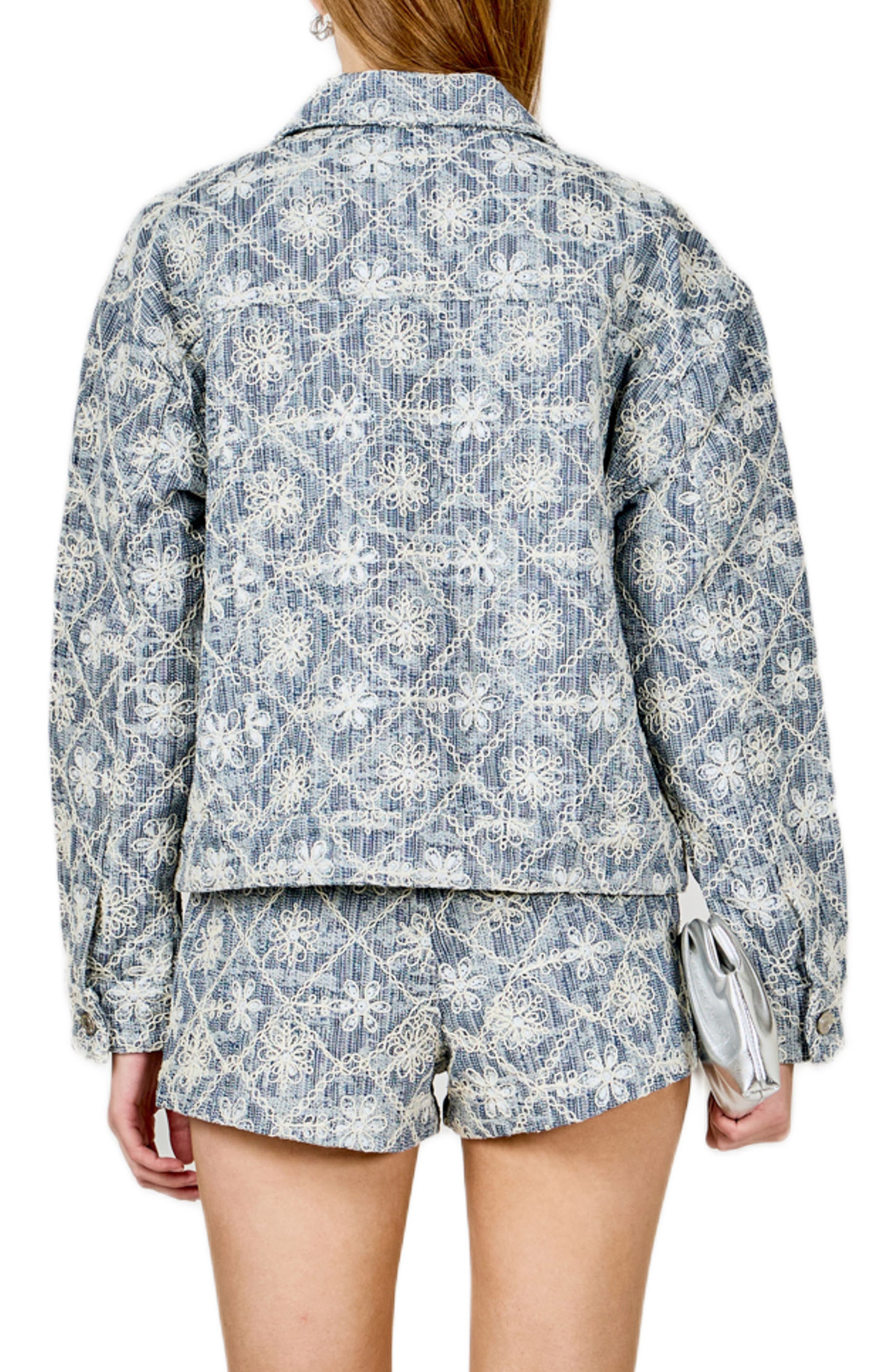 Floral Embroidered Nonstretch Denim Jacket - image 2