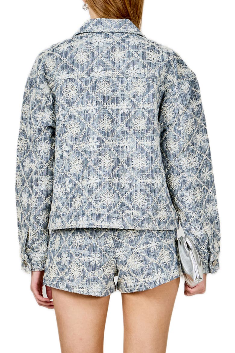 Floral Embroidered Nonstretch Denim Jacket, Alternate, color, DUSTY BLUE