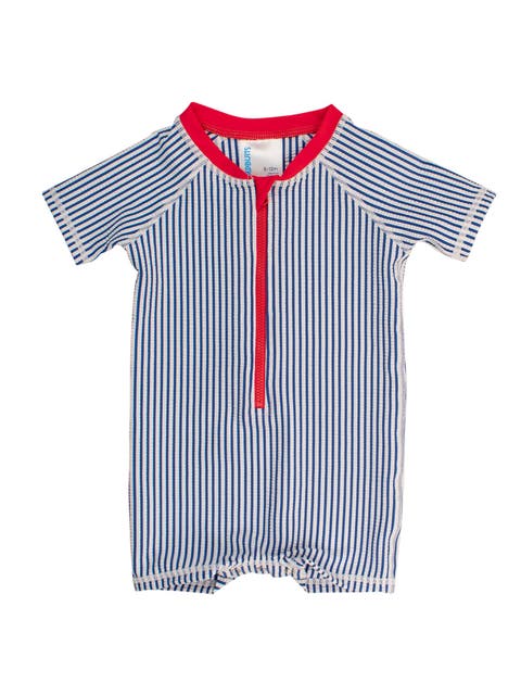 Baby Boys UPF50+ Seersucker Short Sleeve One Piece Rash Guard