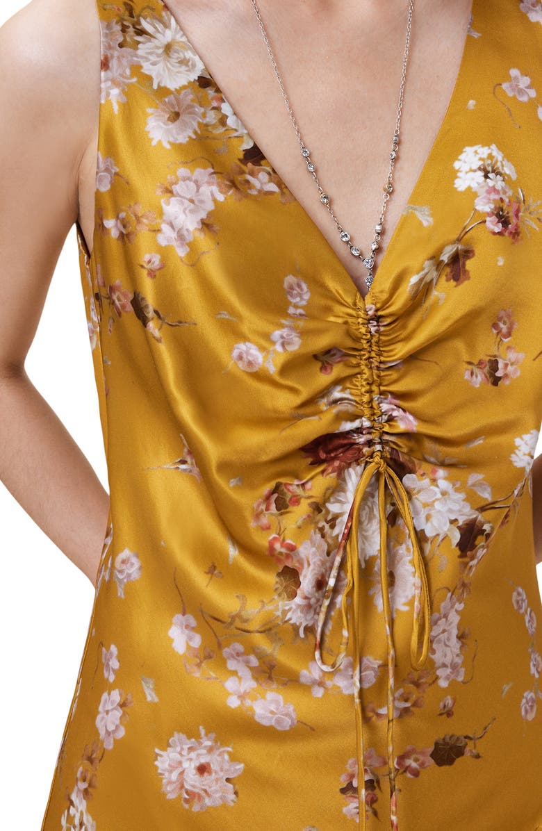 AllSaints Alexi Floral Print Slipdress, Alternate, color, Armada Deep Yellow
