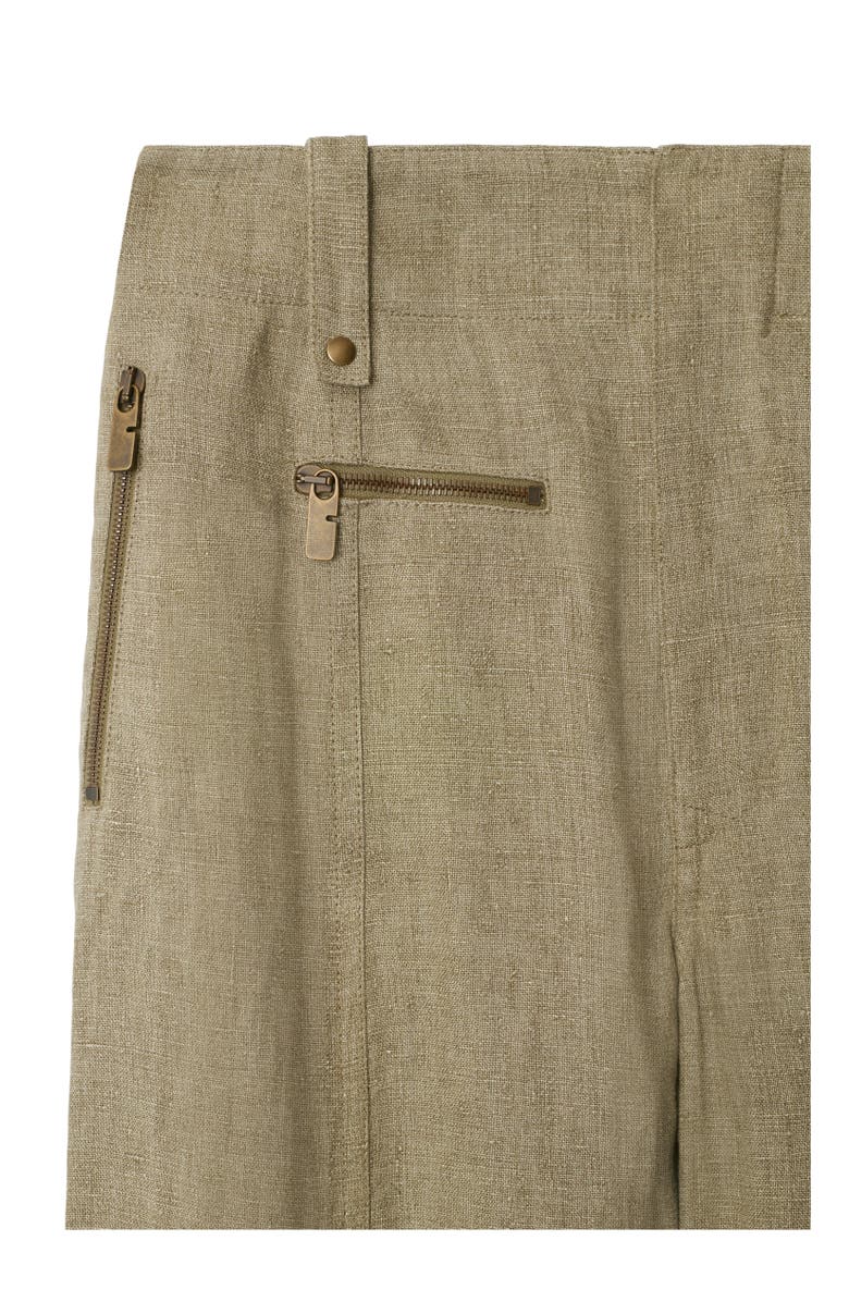 Burberry Linen Tailored Trousers, Alternate, color, Khaki/Milk