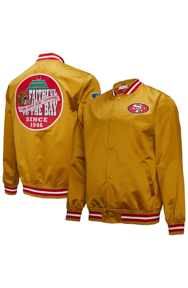 Mitchell & Ness Men's Mitchell & Ness Gold San Francisco 49ers Double Down Satin Full-Snap Jacket, Alternate, color, Gold
