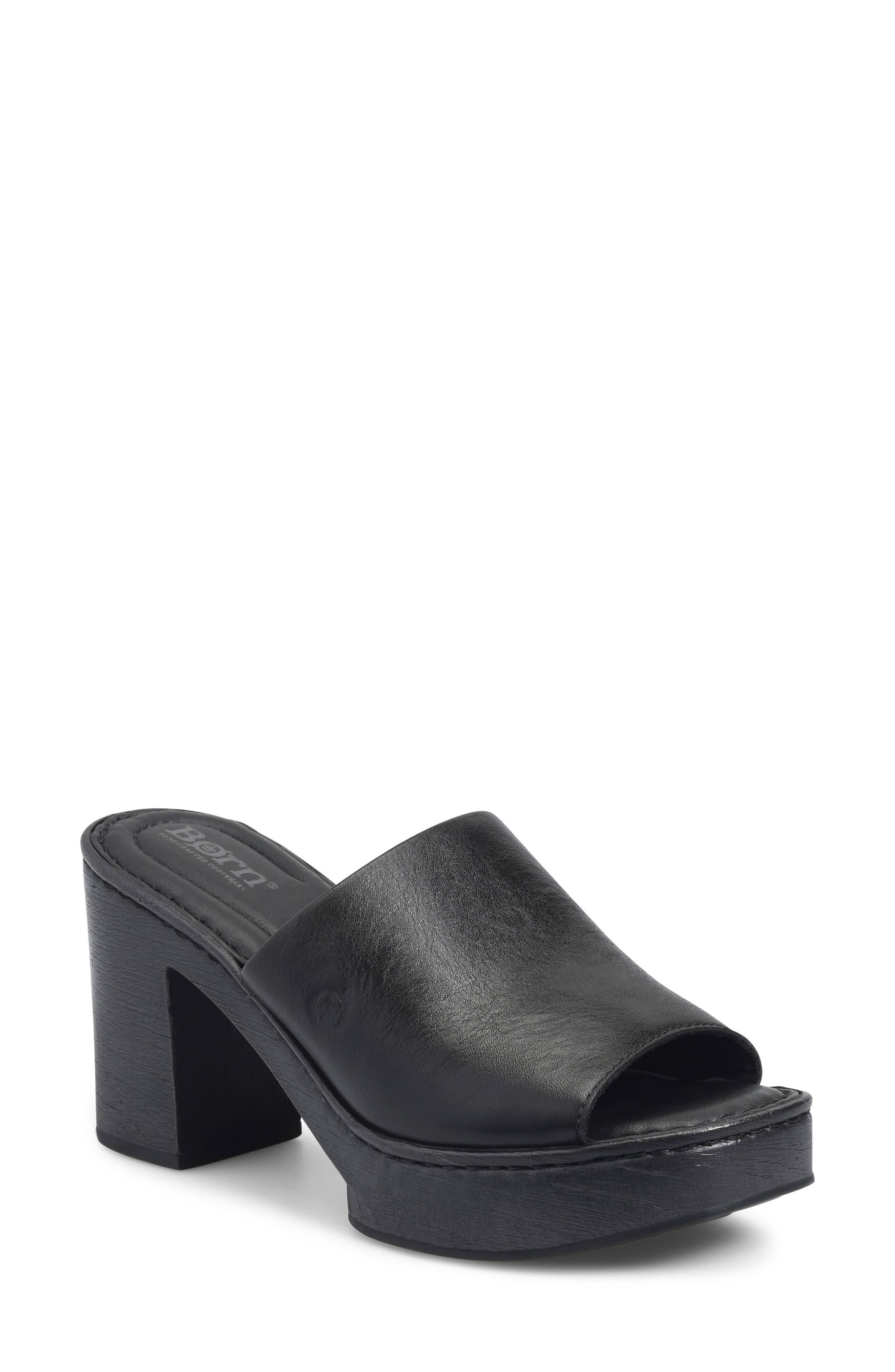 Børn Nix Platform Slide Sandal, Main, color, Black Leather
