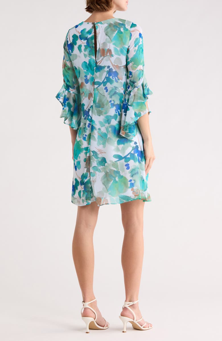 Calvin Klein Floral Print Trapeze Dress, Alternate, color, Lake Multi