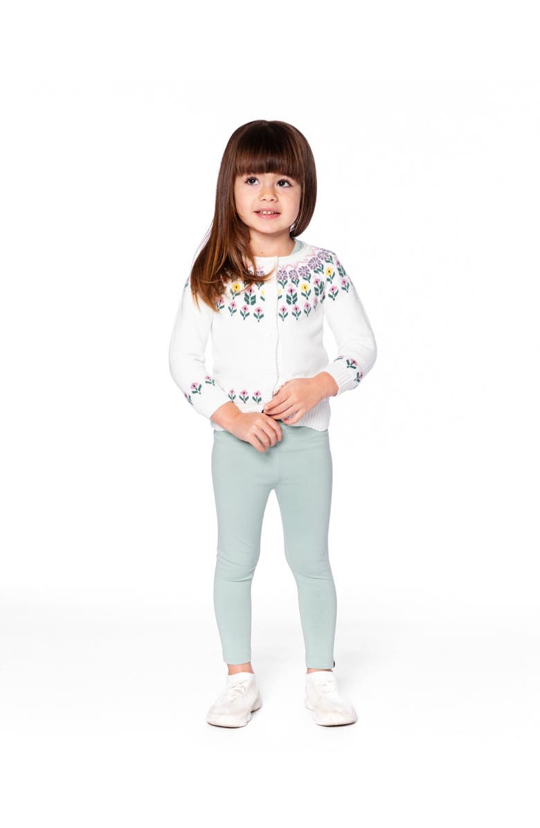 Deux par Deux Jacquard Knit Cardigan with Floral, Alternate, color,