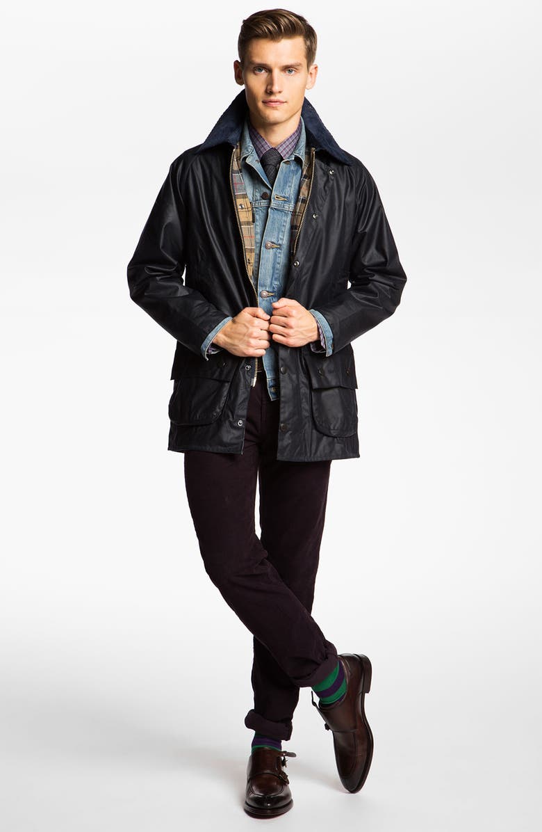 Barbour 'Beaufort' Regular Fit Weatherproof Waxed Jacket, Alternate, color, Navy