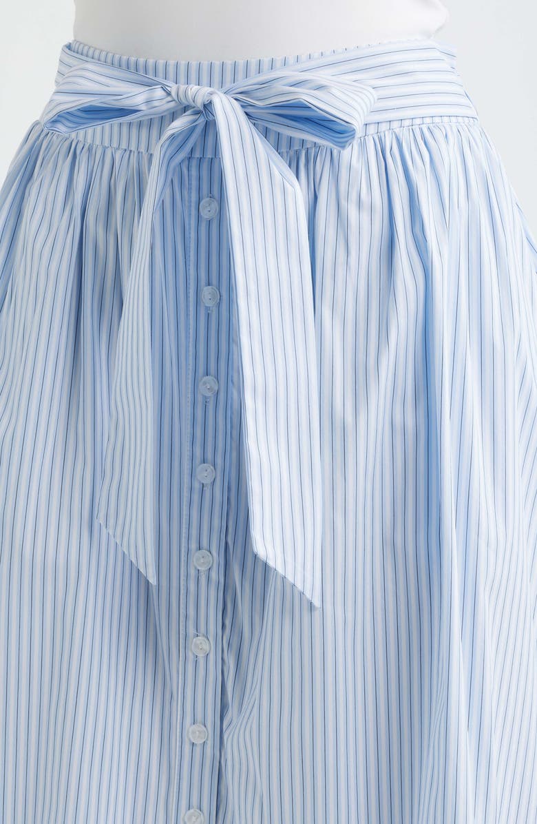 DELUC Chania Cotton Blend Midi Skirt, Alternate, color, Striped Light Blue