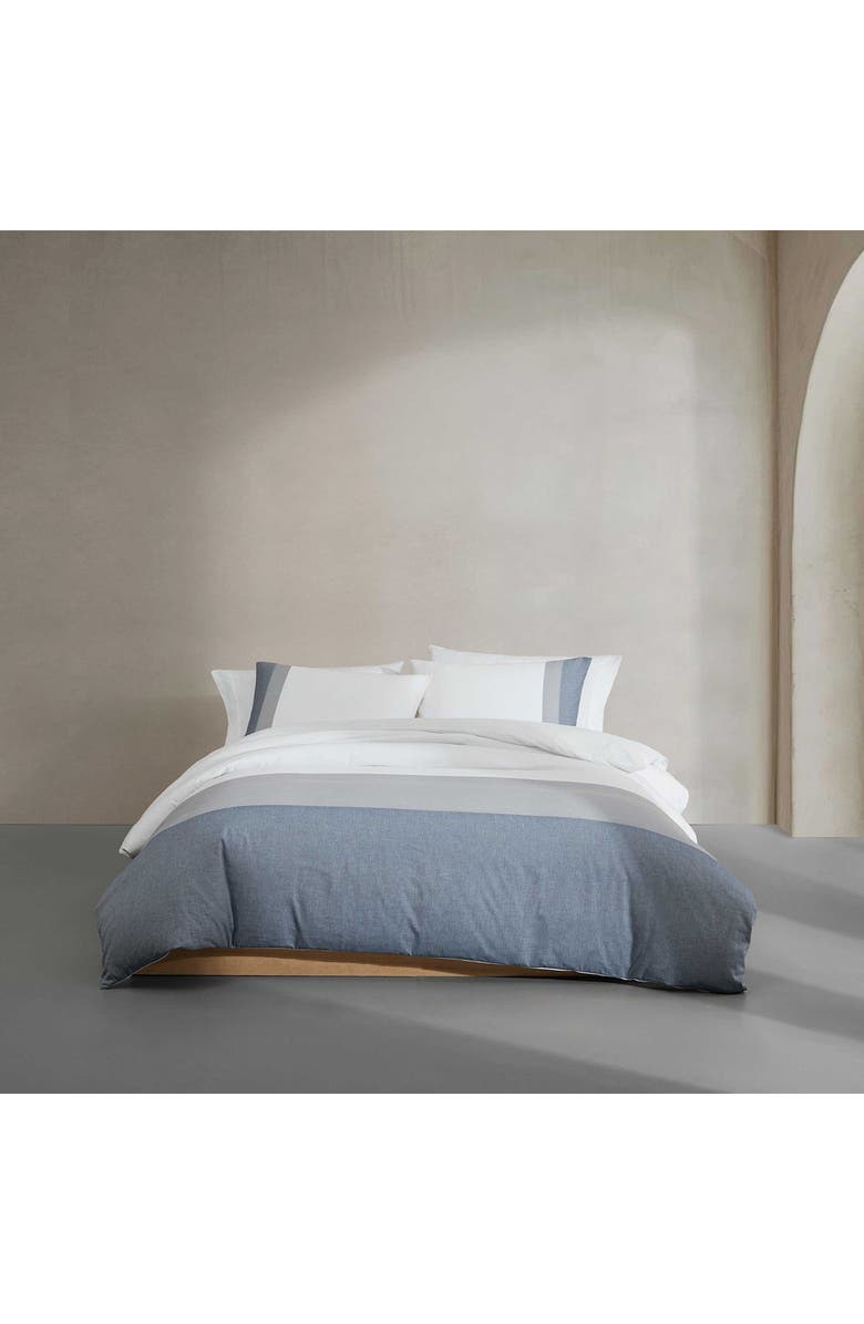Calvin Klein Chambray Handkerchief Cotton Blend Comforter & Shams Set, Alternate, color, Light / Medium Blue