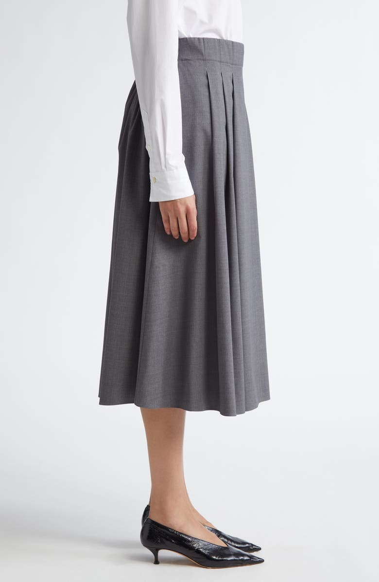 Maria McManus High Waist Stretch Wool A-Line Midi Skirt, Alternate, color,