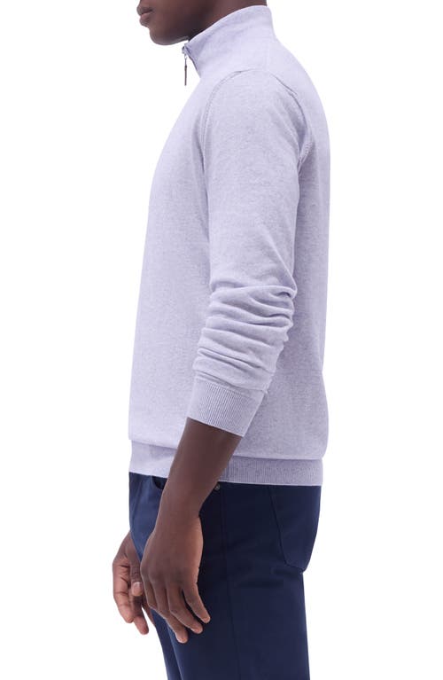 Bugatchi Merino Wool & Silk Bird's Eye Quarter Zip Sweater In Lilac