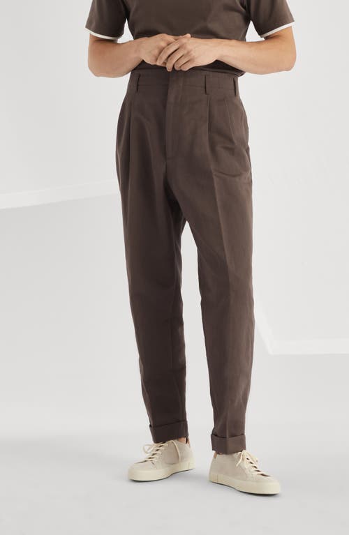 Brunello Cucinelli Gabardine Trousers In Coffee