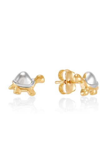 Frankie & Zoe Turtle Stud Earrings In Gold