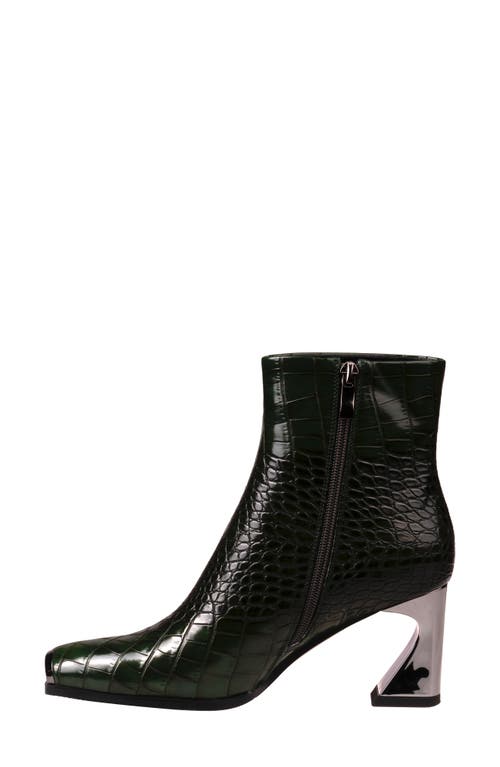 Ninety Union Lima Croc Embossed Boot In Green