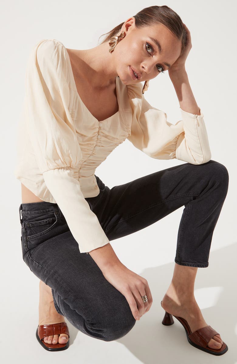 ASTR the Label Ruched Puff Sleeve Blouse, Alternate, color, 