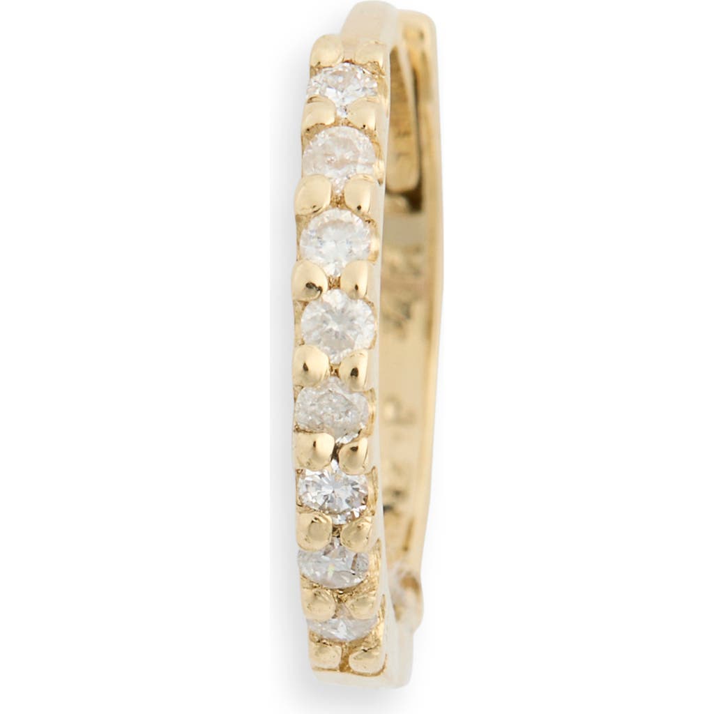 Anzie Cleo Mini Pavé Diamond Single Huggie Hoop Earring In 0.065 Ctw Yellow Gold/diamond