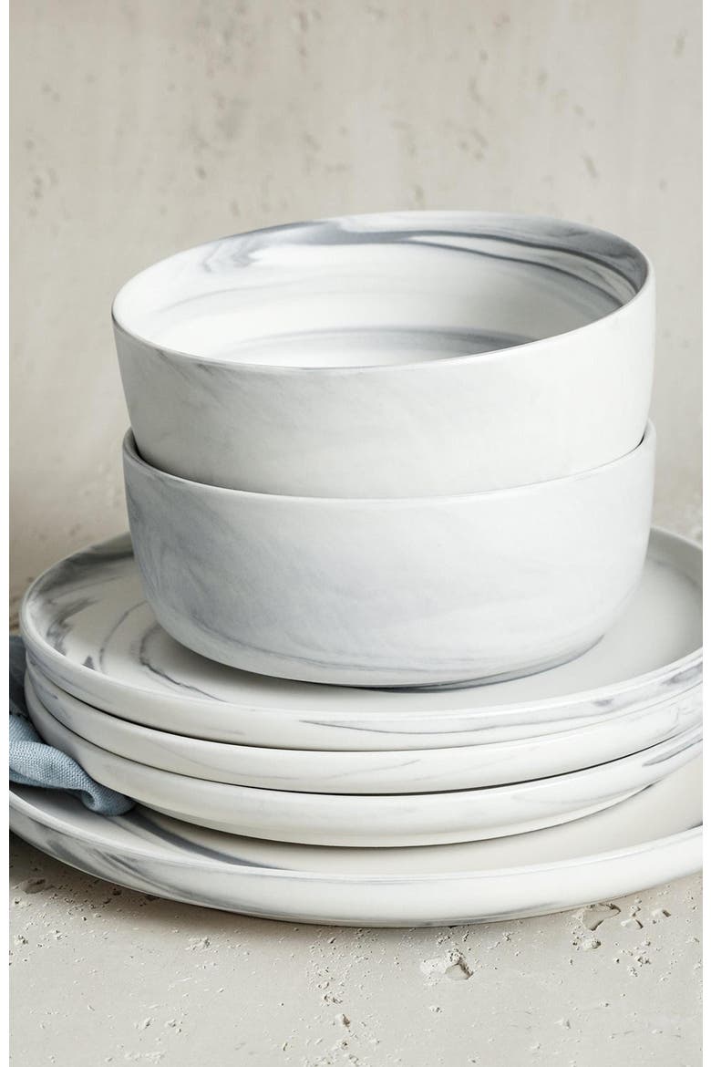 Brighton Porcelain 16-Piece Dinnerware Set, Alternate, color, Gray