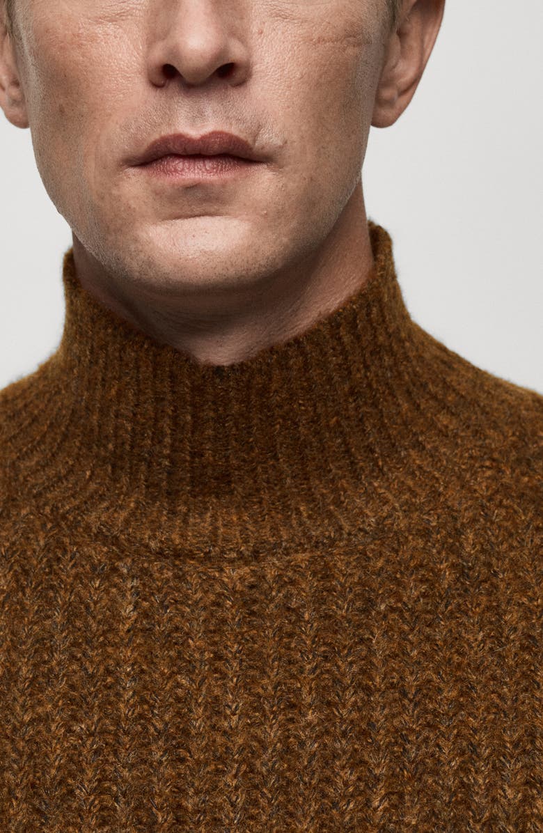 MANGO Rib Mock Neck Sweater, Alternate, color, 