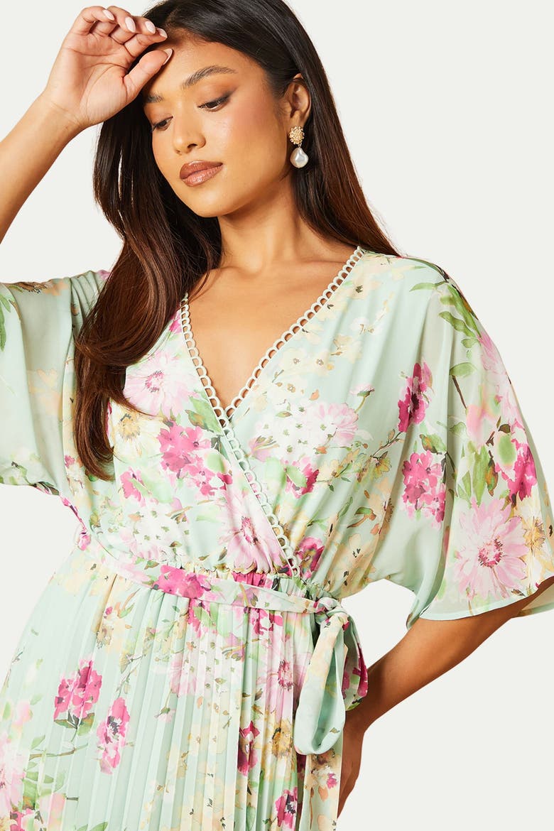 Petite Occasion Pleated Midi Dress, Alternate, color, Sage