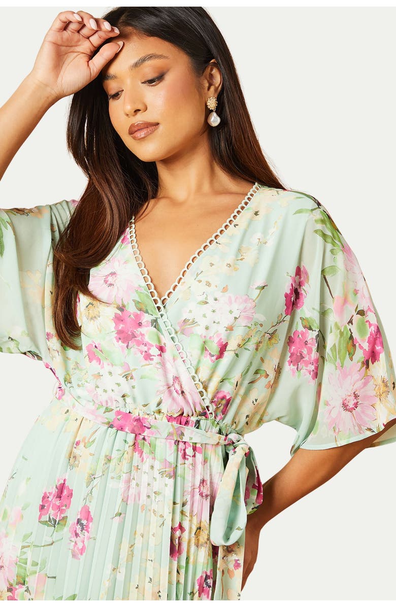 Oasis Petite Occasion Pleated Midi Dress, Alternate, color, Sage