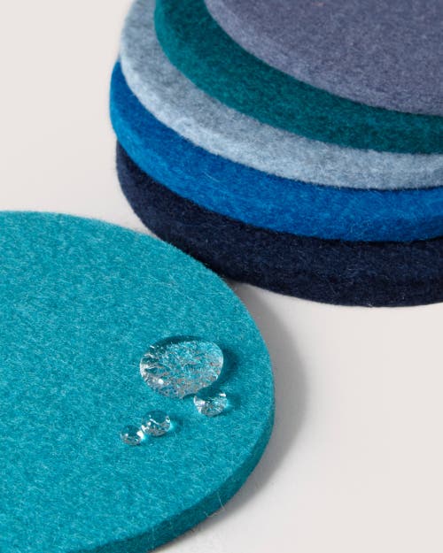Graf & Lantz Graf Lantz Bierfilzl Merino Wool Round Coaster Multi 6 Pack In Ocean