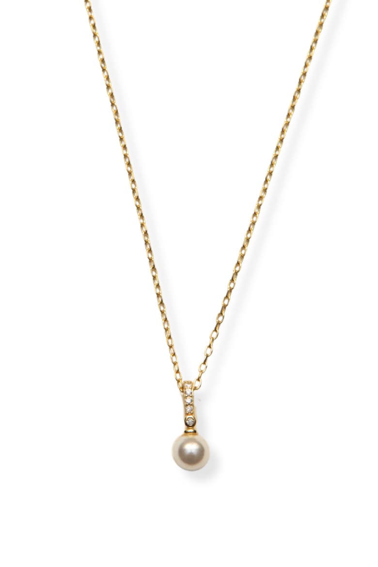 Faux Pearl Pendant Necklace, Main, color, GOLD