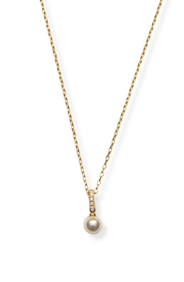 Argento Vivo Sterling Silver Faux Pearl Pendant Necklace, Main, color, Gold
