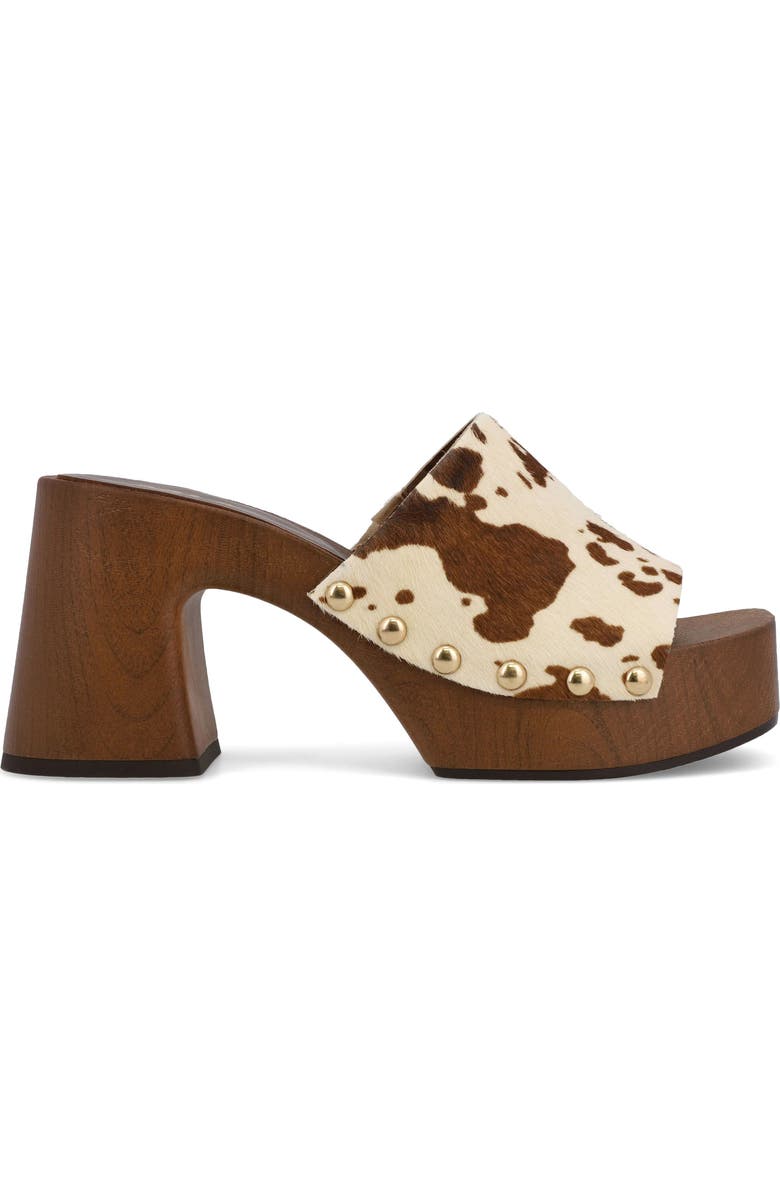 MIA Emmerie Genuine Calf Hair Platform Slide Sandal, Alternate, color, Brown Cow