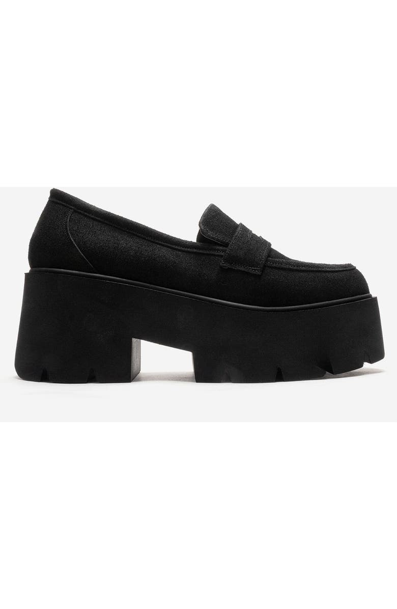 Prologue Shoes Santia Chunky Platform Loafer, Alternate, color, Black Suede