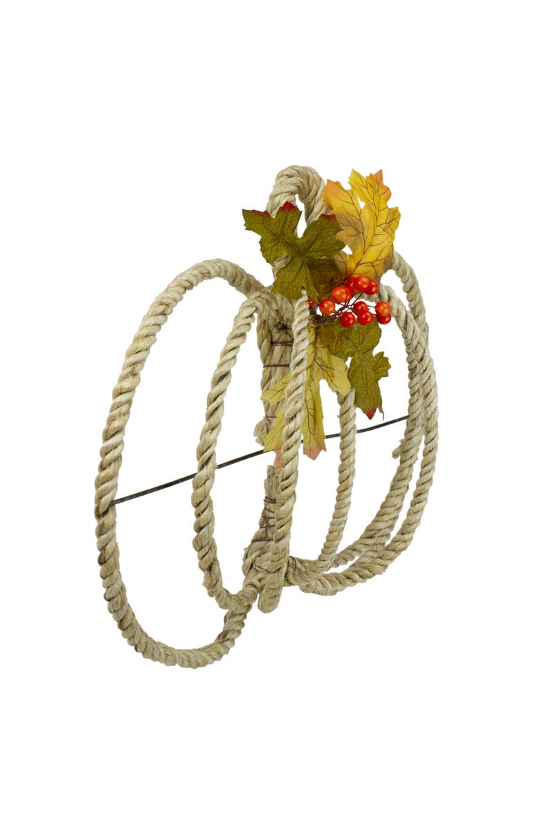 Northlight Autumn Foliage and Rope Pumpkin Fall Harvest Wall Decoration - 16", Alternate, color,
