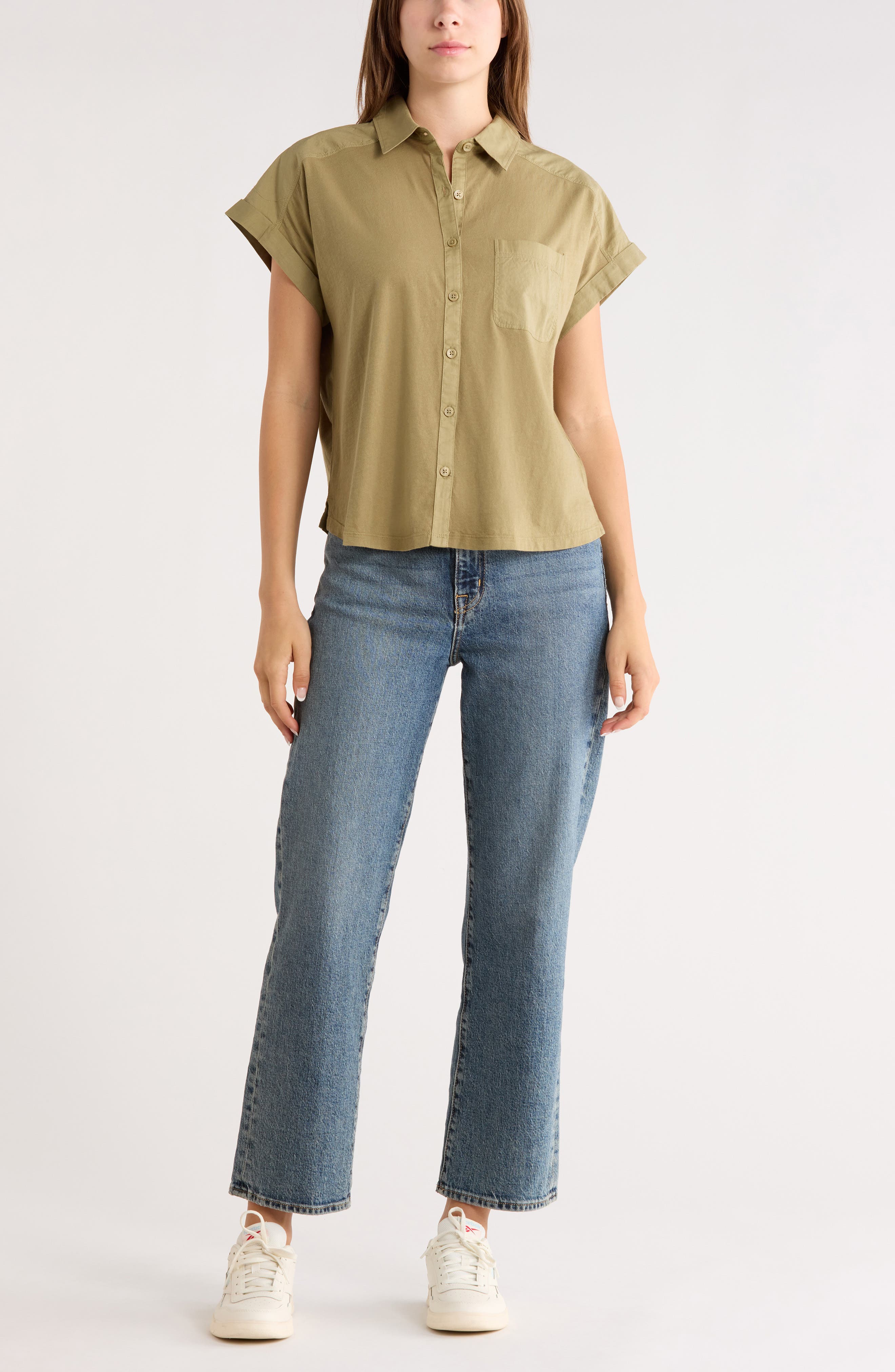 Mixed Media Button-Up Shirt - image 4