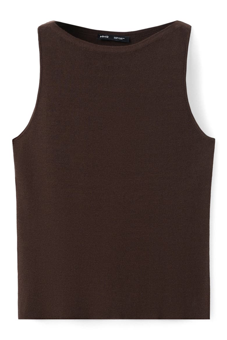 Fine-Knit Boat Neck Top, Alternate, color, BROWN