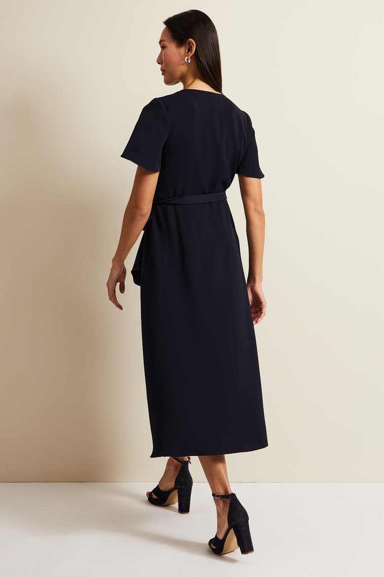 Julissa Short Sleeve Wrap Dress, Alternate, color, Navy