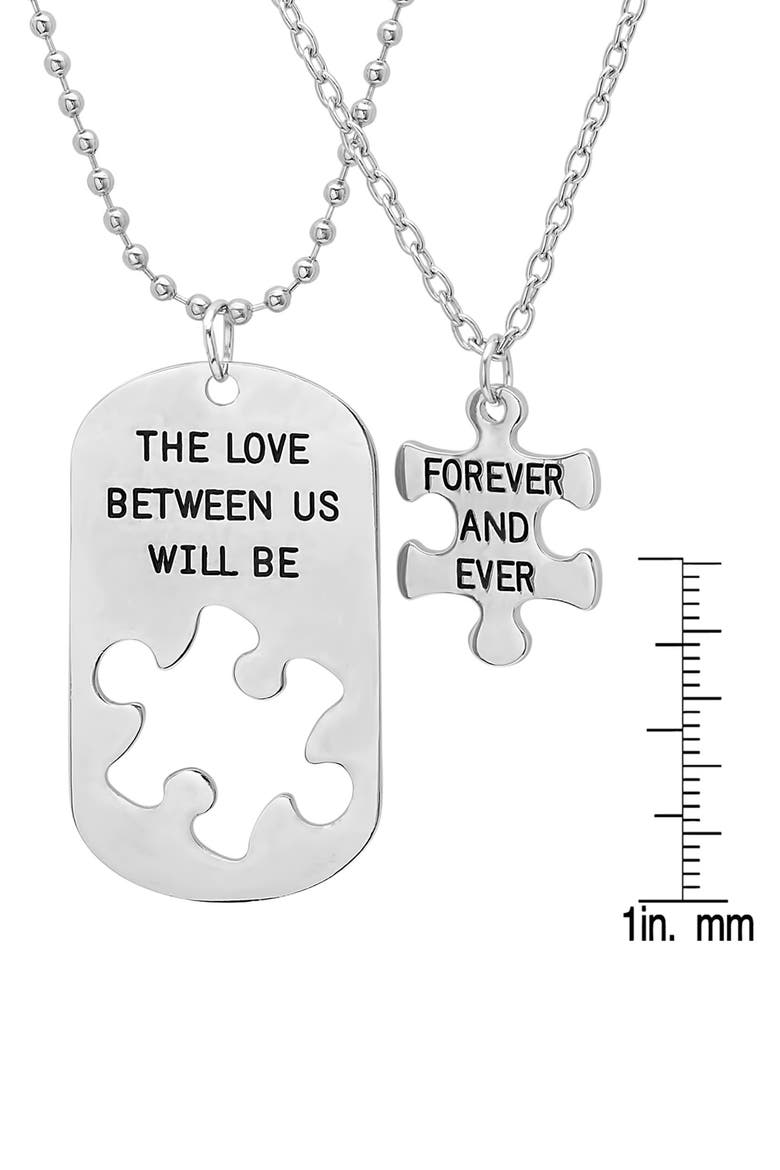Men's Stainless Steel Puzzle Piece Necklace Set, Alternate, color, SILVER