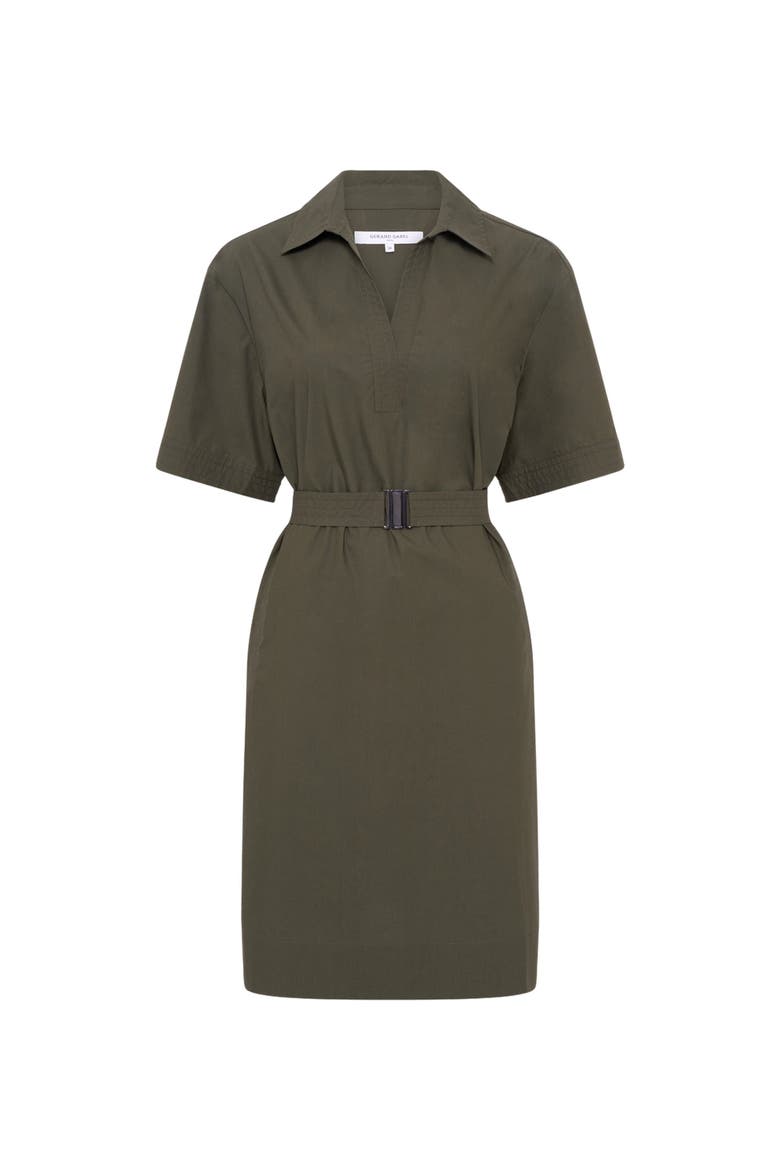Rizlene Short Sleeve Belted Waist Dress, Alternate, color, Khaki Green