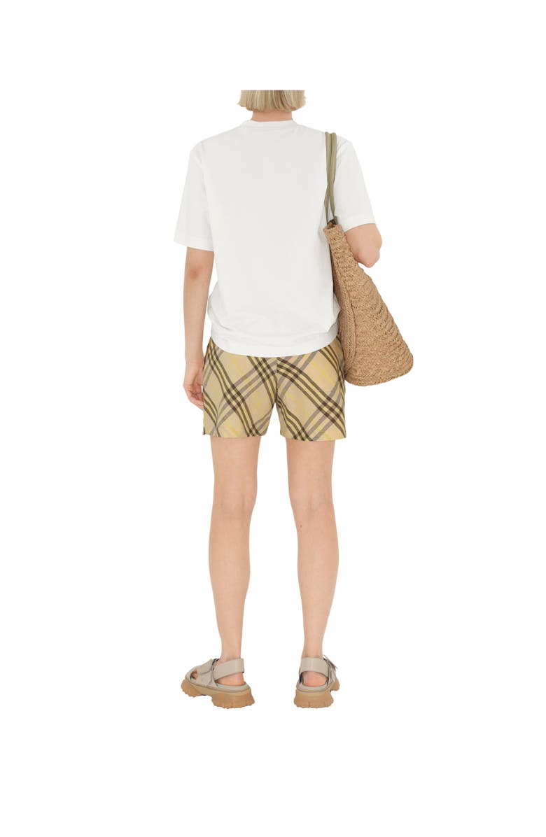 Burberry Check Linen Shorts, Alternate, color, Wheat