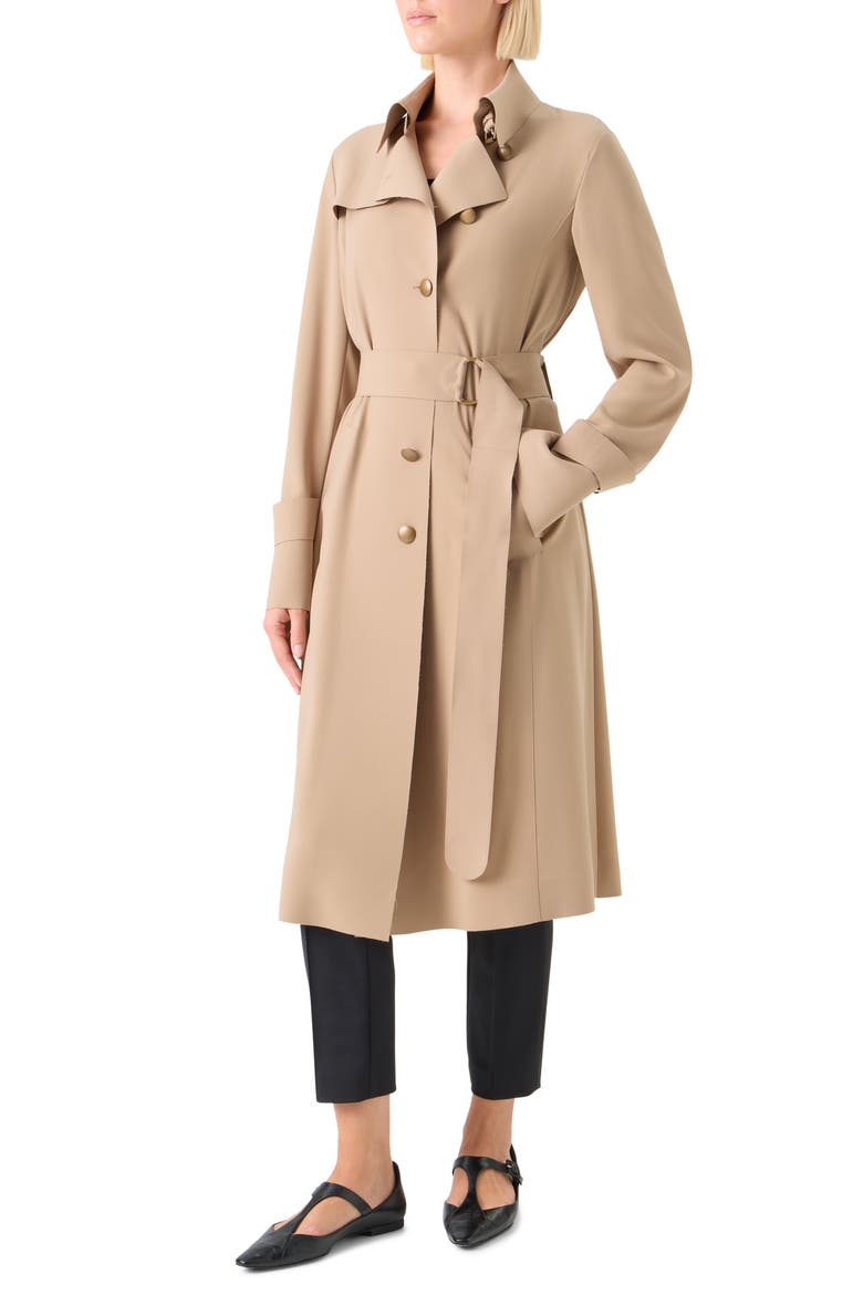 Laser Cut Technical Crepe Trench Coat, Alternate, color, BEIGE