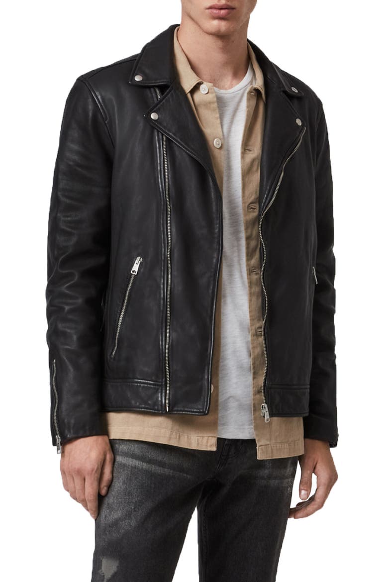 Tyson Leather Biker Jacket, Main, color, BLACK
