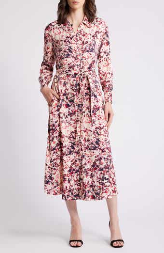 BOSS Davivio Tie Belt Long Sleeve Shirtdress