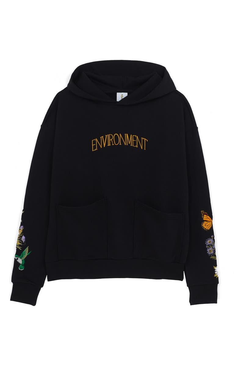 THE RAD BLACK KIDS Environment V2 Oversize Floral Embroidered Hoodie, Main, color, 