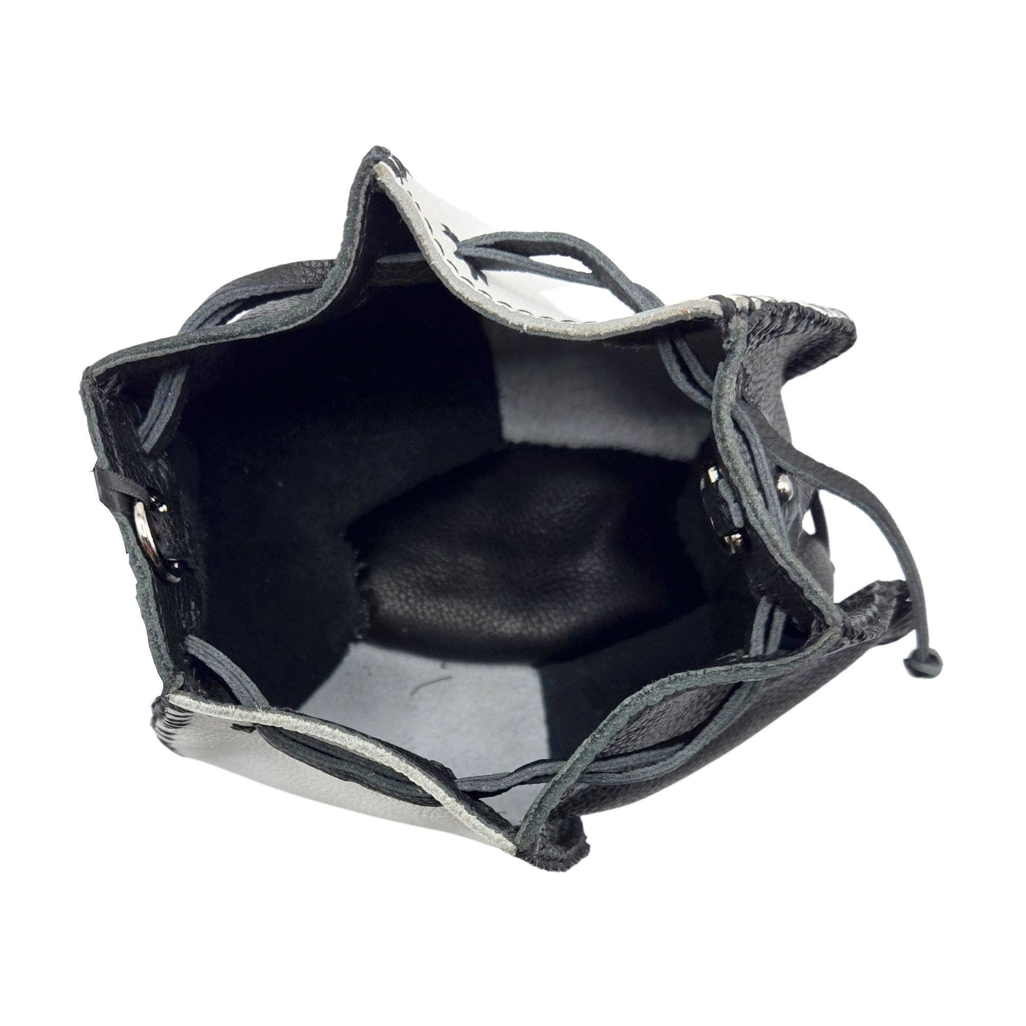 Mini Bucket Pouch Leather Bag, Alternate, color, Black White
