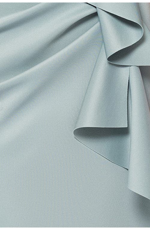 Xscape Evenings Ruffle Off The Shoulder Scuba Gown In Sage