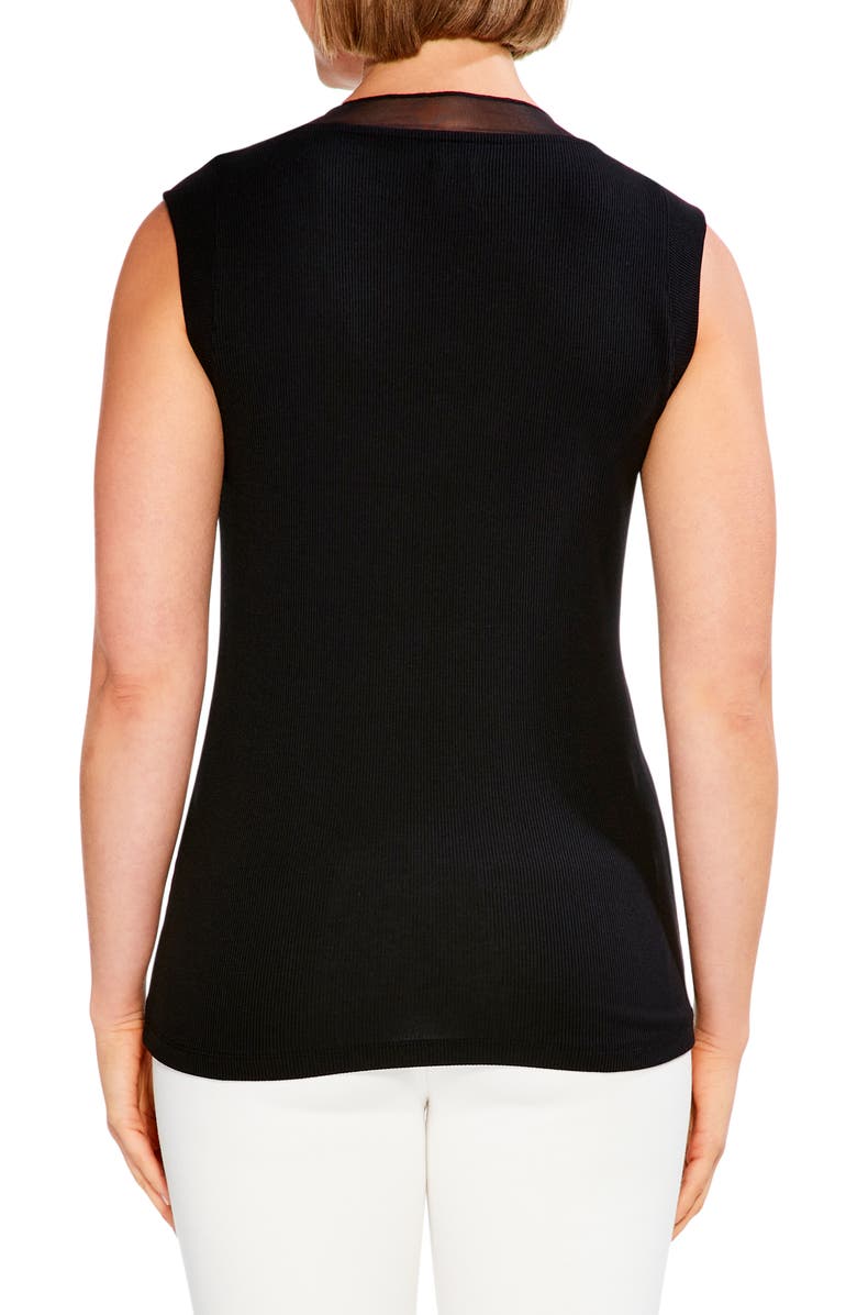 NIC+ZOE Draped Rib Mesh Trim Tank, Alternate, color,