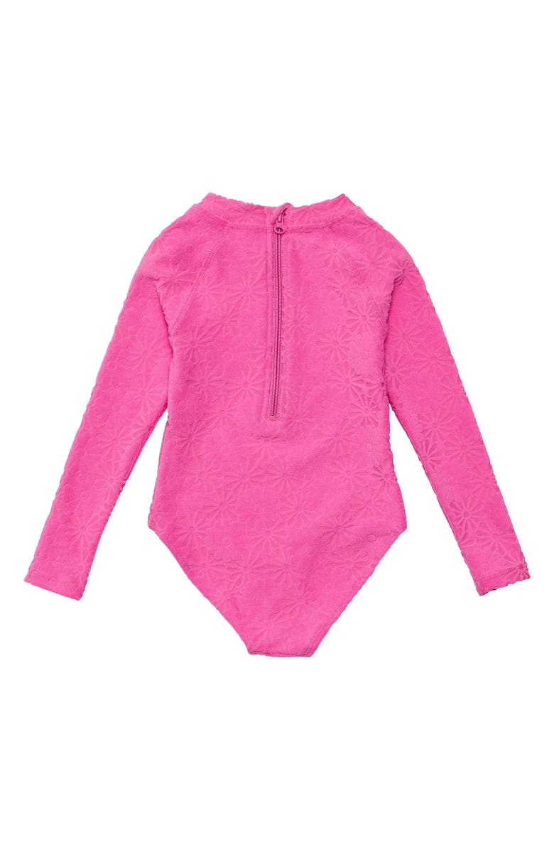 Snapper Rock Kids' Bubblegum Bloom Long Sleeve One-Piece Rashguard Swimsuit, Alternate, color, Pink