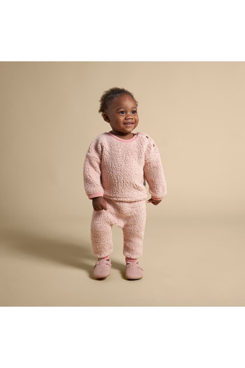 Microfleece Drop Shoulder Top & Pant Set, Alternate, color, Light Pink