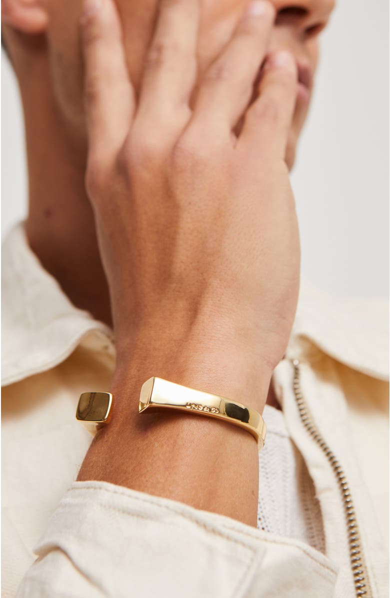 UNODE50 Rigid 18K Gold-Plated Bracelet Smooth Finish And Square Shape, Alternate, color, Metallic Gold